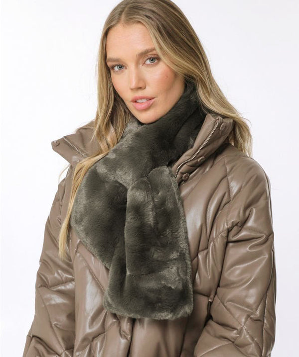 Stip Faux Fur Scarf Green Ash